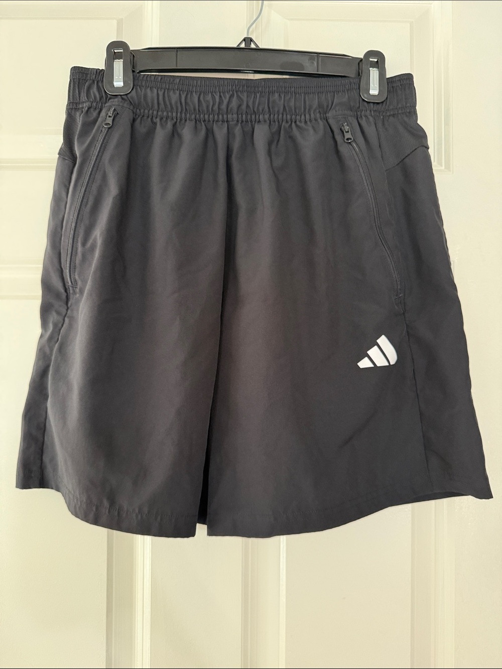 adidas Charcoal Gray Athletic Shorts with White Logo